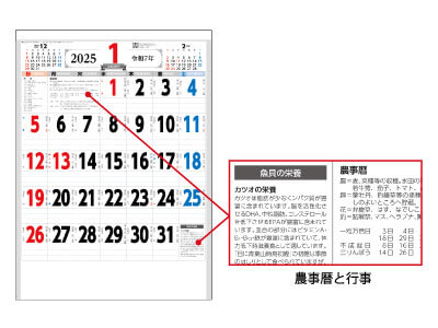 3色文字月表カレンダー｜名入れカレンダー直販センター｜2024年度業界最安値帯で販売